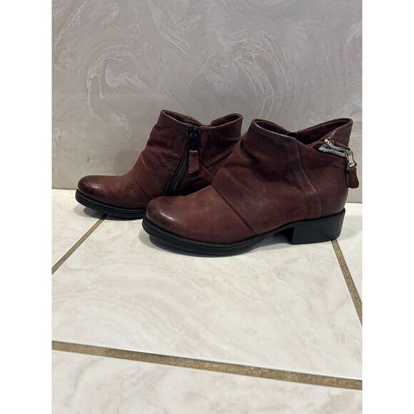 Miz Mooz Ankle Boots size 37 Merlot Bohemian Whimsy Goth Western - Picture 2 of 8